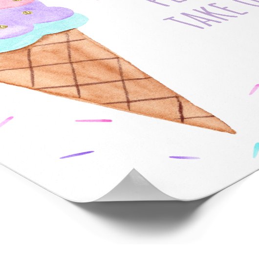 Ice Cream Sprinkles Verjaardagsfeestvoorteken Poster (Hoek)