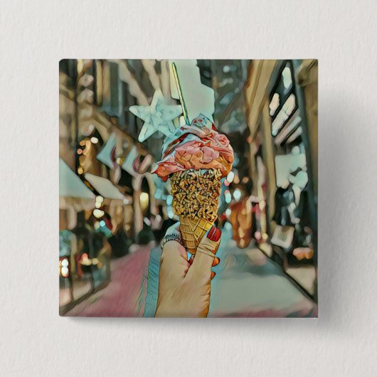 Ice cream sprinkles vierkante button 5,1 cm (Voorkant)