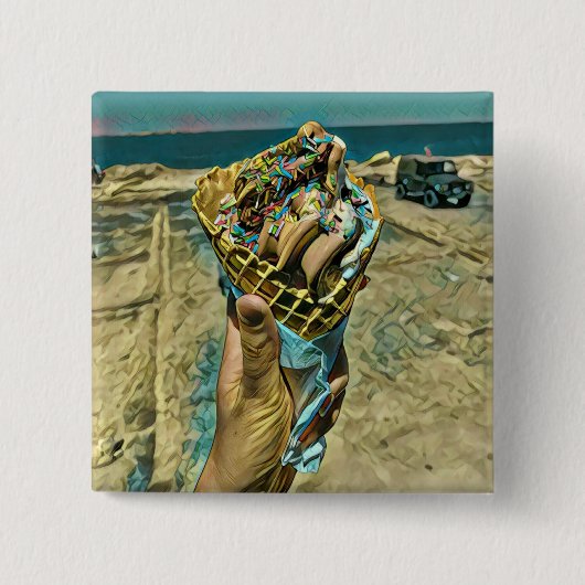 Ice cream sprinkles vierkante button 5,1 cm (Voorkant)