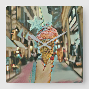 Ice cream sprinkles vierkante klok