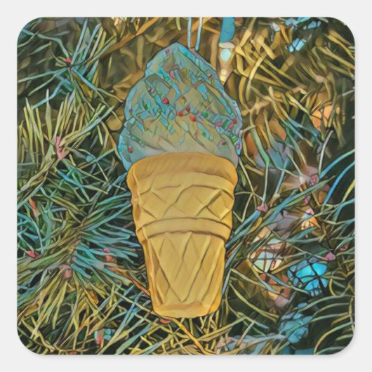 Ice cream sprinkles vierkante sticker (Voorkant)