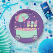 Ice Cream Stand Confetti Birthday Paars Papieren Bordje (Feest)