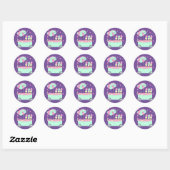 Ice Cream Stand Confetti Birthday Paars Ronde Sticker (Vel)