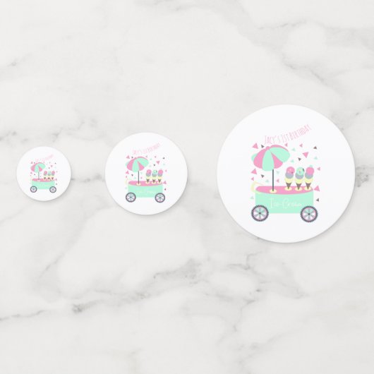 Ice Cream stand - roze verjaardag Confetti (Achterkanten)