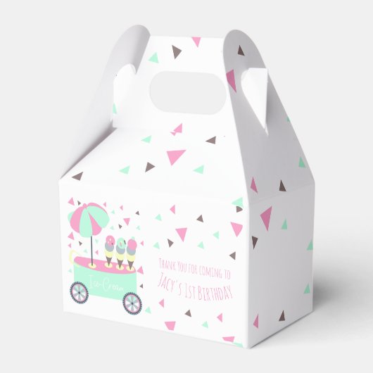 Ice Cream standaard Confetti Roze verjaardag Bedankdoosjes (Voorkant Zijde)