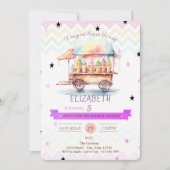 Ice Cream Stars Zigzag Verjaardag Uitnodiging (Voorkant)