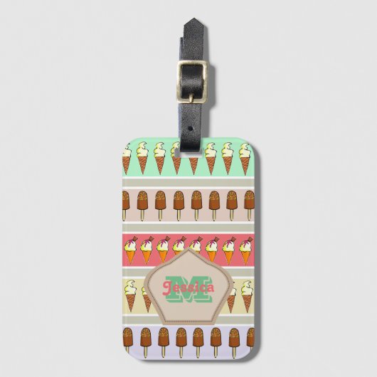 Ice Cream Stripes - Aangepast Bagagelabel (Voorkant (verticaal))