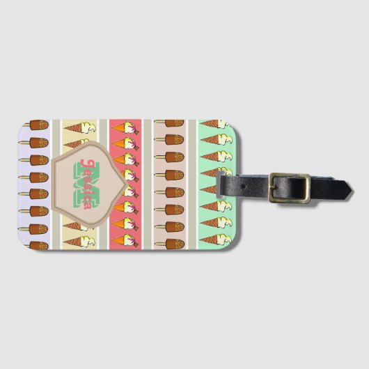Ice Cream Stripes - Aangepast Bagagelabel (Voorkant (horizontaal))