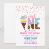 Ice Cream & Strooiers Sweet One 1e Verjaardag Kaart (Voorkant / Achterkant)