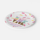 Ice Cream & Strooiers Sweet One 1e Verjaardag Papieren Bordje (Gekanteld)