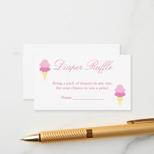 Ice Cream Summer Baby shower Diaper Raffle Kaart (Voorkant / Achterkant in situ)