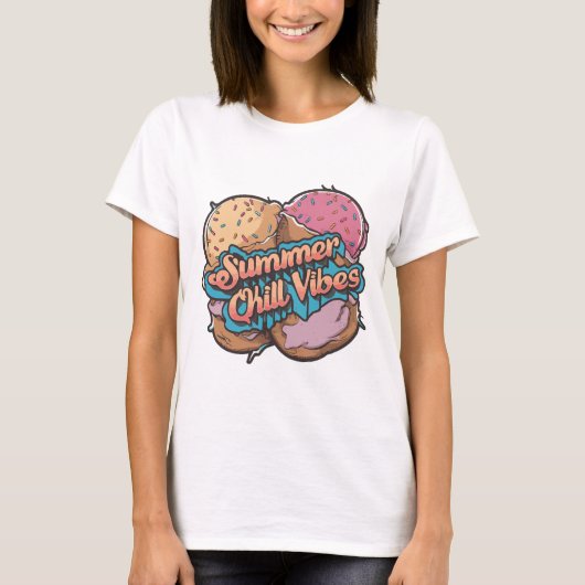 Ice Cream Summer Chill Vibes T-shirt (Voorkant)