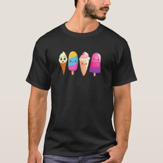 Ice Cream Summer Sweet Dessert Mannen Vrouwen T-shirt (Voorkant)