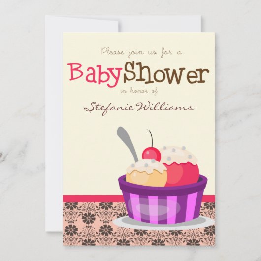 Ice Cream Sundae Baby shower Uitnodiging (Voorkant)