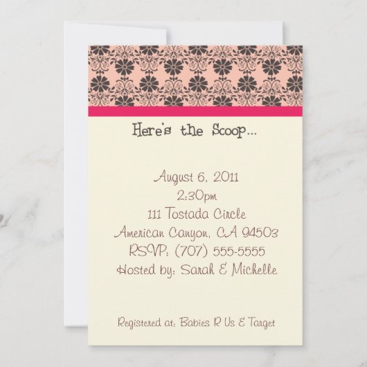 Ice Cream Sundae Baby shower Uitnodiging (Achterkant)