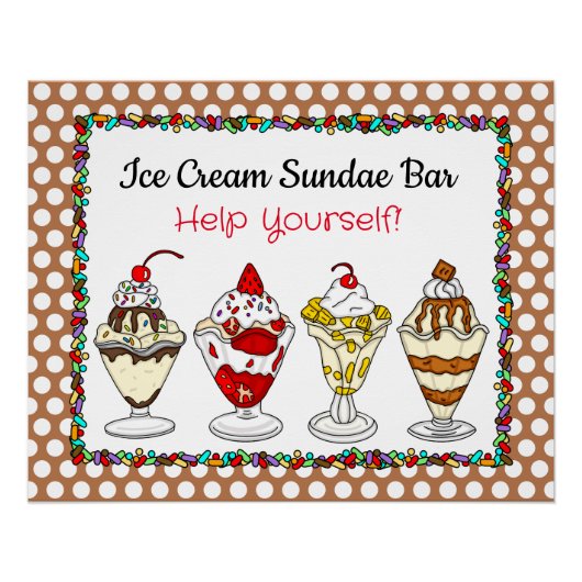 Ice Cream Sundae Bar Baby shower of Wedding Poster (Voorkant)