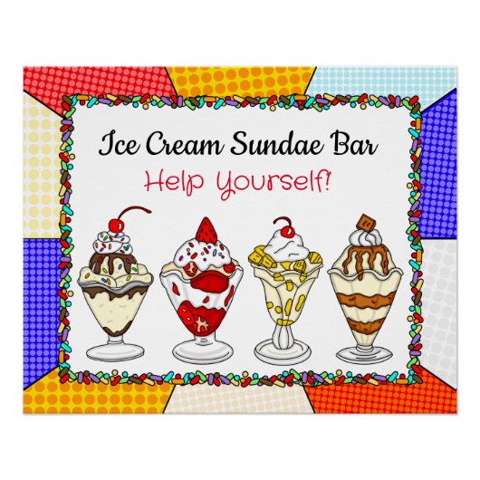 Ice Cream Sundae Bar Baby shower of Wedding Poster (Voorkant)