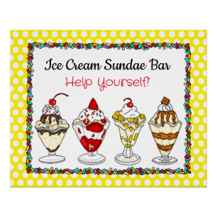 Ice Cream Sundae Bar Baby shower of Wedding Poster