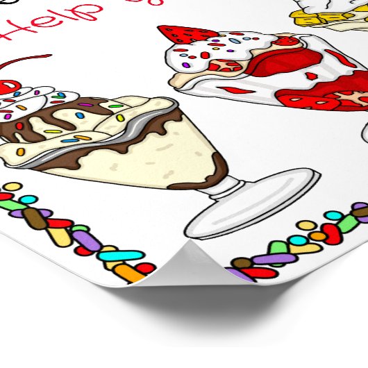 Ice Cream Sundae Bar | Weddenschap of Baby shower Poster (Hoek)