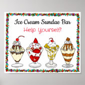 Ice Cream Sundae Bar | Weddenschap of Baby shower Poster (Voorkant)