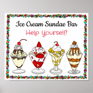 Ice Cream Sundae Bar Weddenschap of Baby shower Poster