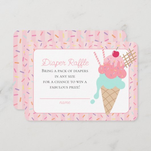 Ice Cream Sundae besprenkeld met liefde luier Raff Informatiekaartje (Voorkant / Achterkant)