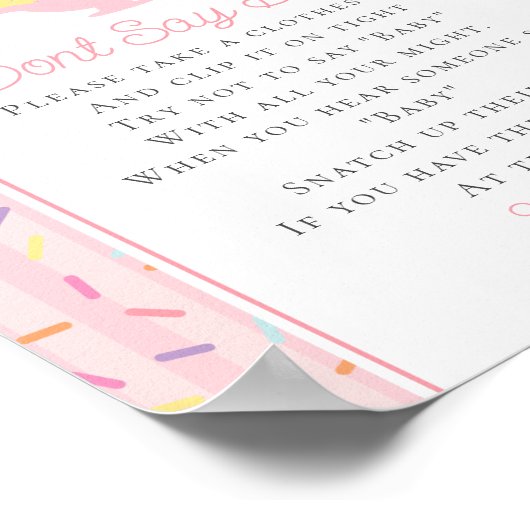 Ice Cream Sundae Bestrooid met Baby Dont Say Baby Poster (Hoek)