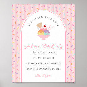 Ice Cream Sundae Bestrooid Met Liefde Baby Advies Poster