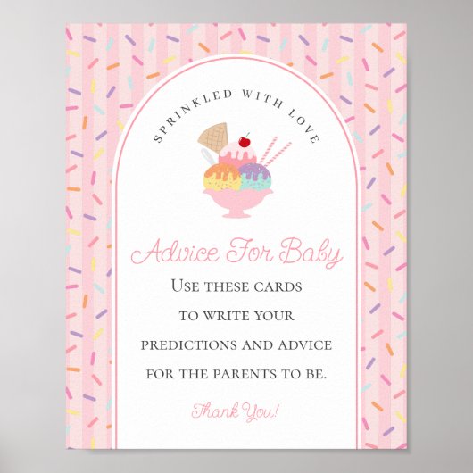 Ice Cream Sundae Bestrooid Met Liefde Baby Advies Poster (Voorkant)