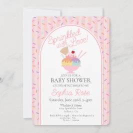 Ice Cream Sundae Bestrooid Met Liefde Baby shower Kaart