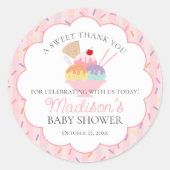 Ice Cream Sundae Bestrooid Met Liefde Baby shower Ronde Sticker (Voorkant)