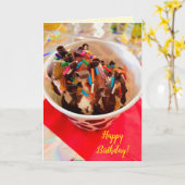 Ice Cream Sundae Birthday Kaart (Gele Bloem)