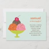 Ice Cream Sundae Birthday Party Invitation (blauw) Kaart (Voorkant)