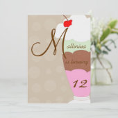 Ice Cream Sundae Birthday Party Invitation Kaart (Staand voorkant)