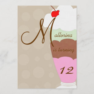 Ice Cream Sundae Birthday Party Invitation Kaart
