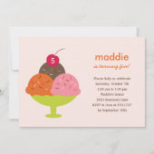 Ice Cream Sundae Birthday Party Invitation (roze) Kaart (Voorkant)