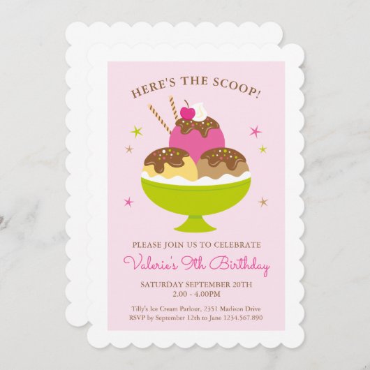 Ice Cream Sundae Birthday Party - Uitnodiging (Voorkant / Achterkant)