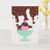 Ice Cream Sundae Blank Kaart (Gele Bloem)
