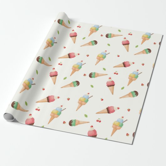 Ice Cream Sundae Cadeaupapier (Uitgerold)