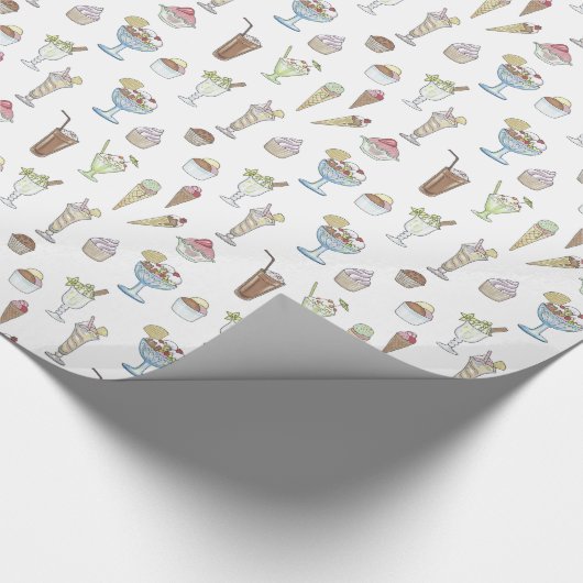 Ice Cream Sundae Collage Cadeaupapier (Hoek)
