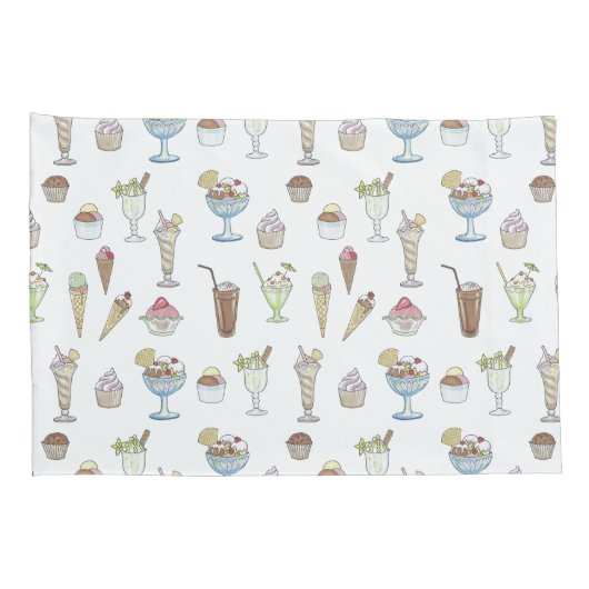 Ice Cream Sundae Collage Kussensloop (Achterkant-Rechts)