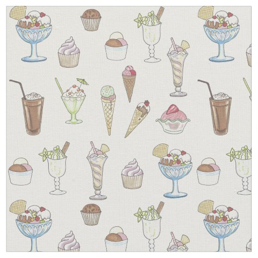 Ice Cream Sundae Collage Stof (Close Up)