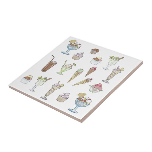 Ice Cream Sundae Collage White Tegeltje (Zijkant)