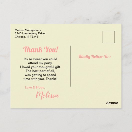 Ice Cream Sundae Delicious Treats Party Dank u Briefkaart (Achterkant)