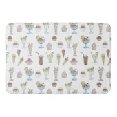 Ice Cream Sundae Desserts Pattern White Badmat (Voorkant)