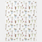 Ice Cream Sundae Desserts Pattern White Fleece Deken (Voorkant)