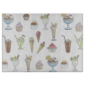 Ice Cream Sundae Desserts Pattern White Snijplank (Voorkant)