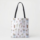 Ice Cream Sundae Desserts Pattern White Tote Bag (Voorkant)