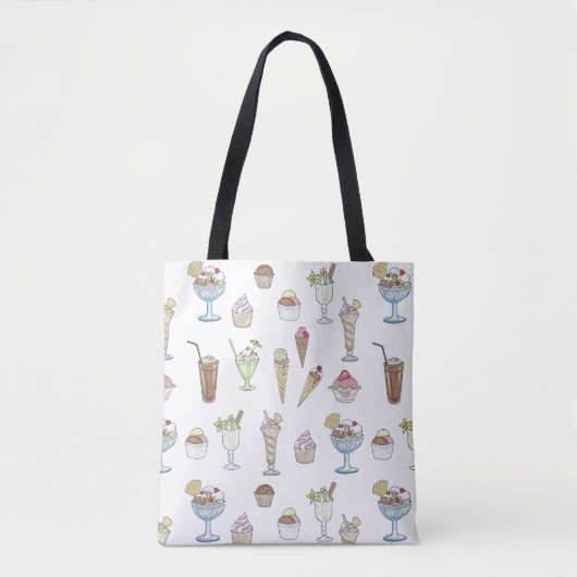 Ice Cream Sundae Desserts Pattern White Tote Bag (Voorkant)
