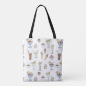 Ice Cream Sundae Desserts Pattern White Tote Bag (Achterkant)